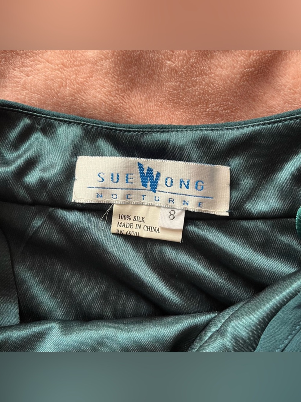 Sue Wong teal silk dress - Picture 3 of 7